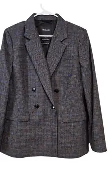 Madewell The Rosedale Blazor Double Breasted Plaid Wool Preppy Academia Size 00