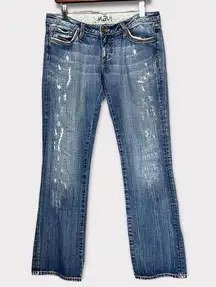 MAVI JEANS Size 30 Embroidered Distressed Straight Leg Low Rise Y2K Jeweled