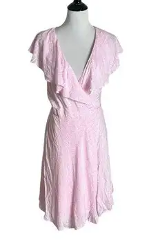 Draper James  Wrap Dress Womens M Pink Flowy Ruffle Balletcore Soft Girl Coquette