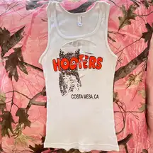 y2k hooters print cut out ribbed tank top