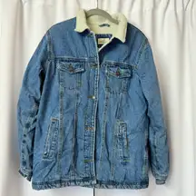 Blue Sherpa Lined Denim Jean Jacket Size Small