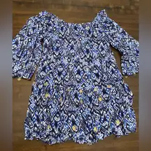 NWT‎ Lilly Pulitzer Delaney Tunic Dress Women’s Medium Beckon Blue Oh My Cod
