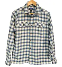 Patagonia‎ Women's Organic Cotton Flannel Shirt Plaid Blue Beige Button Front S