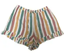 American Eagle Outfitters striped drawstring flowy ruffled shorts L