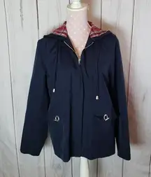 Casual Corner Annex Windbreaker Attached Hood Black Size Medium