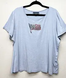 Karen Scott Patriotic T-Shirt Womens 3X Beaded Stretch 4th of July Party Event