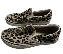Vans Slip On Sneakers Women's Size 6 Leopard Animal Print Canvas Shoes Comfy