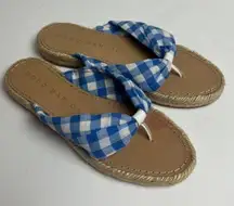 Dodo Bar Or Blue White Catalina Gingham Sandals Sz. 6.5