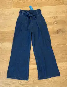 Cupshe Wide Leg Jeans Belted Edge Factor Size XS Blue