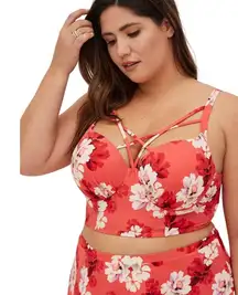 Torrid Women's Floral Printed Underwire Strappy Front Push Up Bikini Top Size 2X