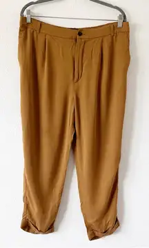 Zara Wide Leg Lagenlook Minimalist High Waist Trousers in Brown