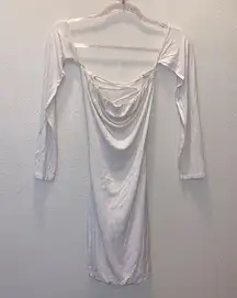 Meek white open shoulder criss cross back bodycon