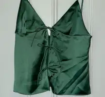 Green  satin three bow top