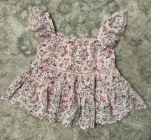 Floral Pink Eyelet Top