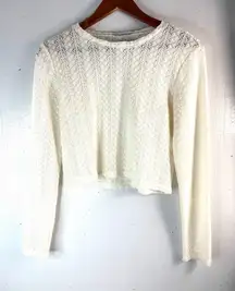 Zara M Coquette Knit White Textured Crop Top