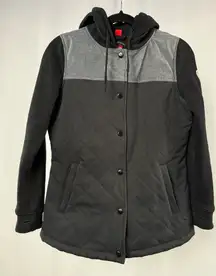686 Insulated Button Up Quilted Hooded Jacket in Black Size Small