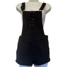 PacSun  Corset Lace Up Womens Shortalls Bib Overall Size 24 Shorts Black Denim