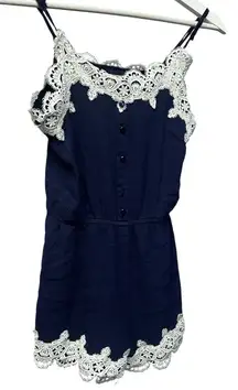 A'gaci Midnight Blue Barely There Cheeky Romper Lace  trim  Medium