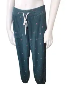 Gilly Hicks Green Floral Waffle Knit Pajama Pants (M)