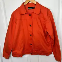 Monterey Bay Orange Cotton Blend Button Down Jacket‎ Women's Size 16 Jean Jacket