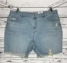 Style & Co Plus NWT Size 20W Light Wash Distressed High Rise Denim Bermuda Short