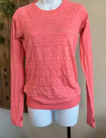 Lululemon Rest‎ Less Pullover Heather Electric Coral Long Sleeve Size 4