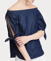 Women's Ralph Lauren‎ Blue Denim Off-the-Shoulder Top - Size M 0066