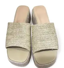 Women's Tan Woven Slide Sandals