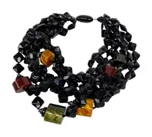 Amazing layered‎ black beaded statement necklace