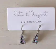 Anthropologie NWT sterling silver 925 cote d’argent iridescent huggie earrings