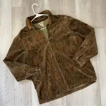 Velvet Paisley Jacket vintage full zip womens brown (medium) folk artsy boho