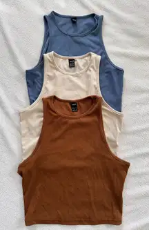 3  Ribbed Crop Tanks