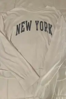 brandy melville long sleeve white new york tee