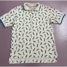 Vintage IZOD Women's Polo Shirt‎ M Golf Print Multicolor Casual Spring