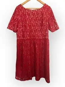 3/$20 Adrianna Papell Red Lace Fit and Flare Dress