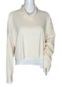 American Eagle Shirt Women Large Cream Turtleneck Waffle Knit Neutral Minimalist