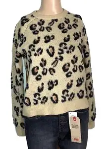 Planet Gold Womens Pullover Sweater Safari Animal Print Cropped Knit XS
