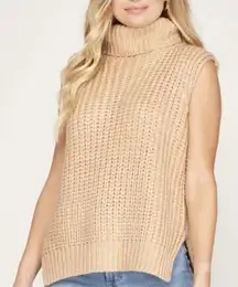 Chunky turtleneck sweater vest 