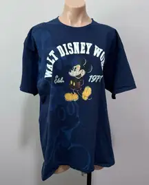 Walt Disney World Mickey Mouse Blue Dye Tshirt Unisex XL EST. 1971 Vintage