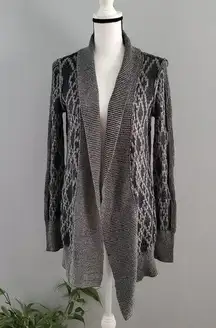 Kaisley Long Cable Knit Gray Open Cardigan M