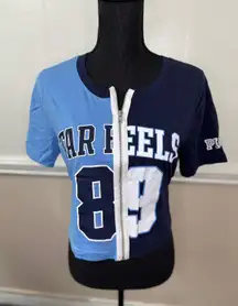 PINK Victoria’s Secret Tar Heels Zip Front Short Sleeve Tee Size X-Small