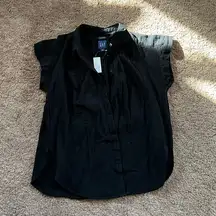 NWT GAP Crinkle Gauze Button Up Short Sleeve Linen Shirt