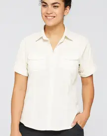 REI Co-op Sahara‎ UPF 50+ Button Down Short Sleeve Hiking Shirt White Medium