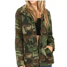 Miss London Black Label Camouflage print hooded jacket size small