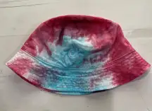 TikTok Tie Dye Bucket‎ Hat Embroidered Logo Pink Blue White Cotton Blend