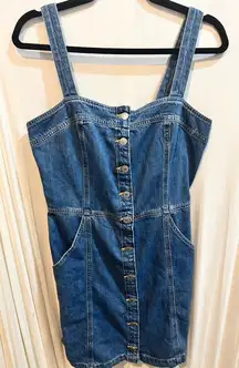 Levi's Denim Dress Women's Medium Button Front Sleeveless Jean Blue