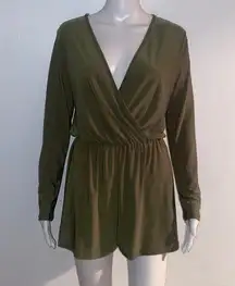 Green Long Sleeves Light Weight Romper