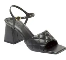 Open Edit Nordstrom Black Quilted Square Toe Block Heel Sandal Size 9.5