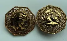 Vintage Y2K Avon Chunky Octagonal Gold Tone Earrings