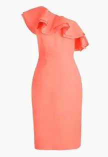 J.Crew one shoulder ruffle guava faille dress size 6